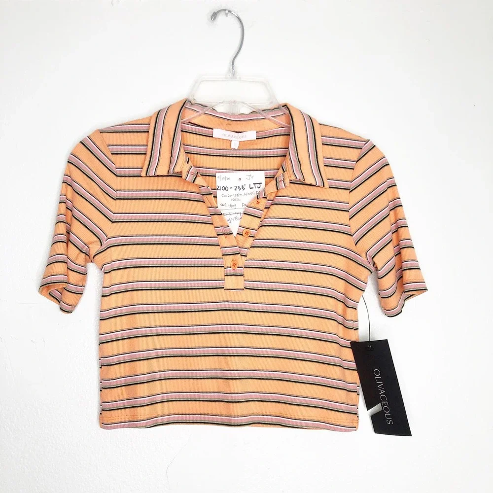 Olivaceous Ribbed Crop Top Polo - Picture 11 of 11